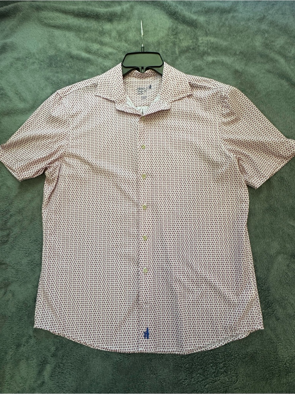 Johnnie -O Men's Short-Sleeve Printed Button-Up Shirt White&Light Red M